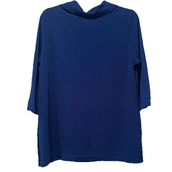 Yushi Blouse Top Size M/L Textured Asymmetrical Collar Art to Wear 3/4 Sleeve - Picture 2 of 5